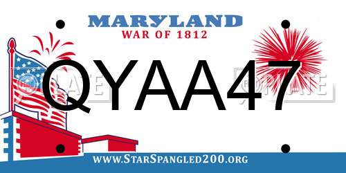 QYAA47 Maryland License Plate