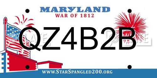 QZ4B2B Maryland License Plate