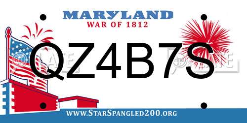 QZ4B7S Maryland License Plate