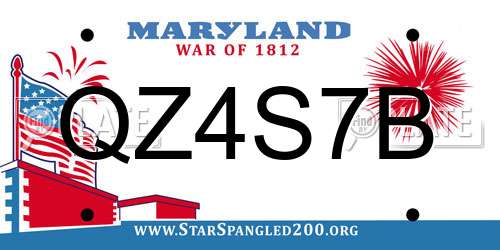 QZ4S7B Maryland License Plate