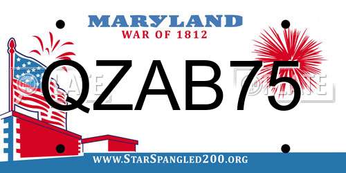 QZAB75 Maryland License Plate