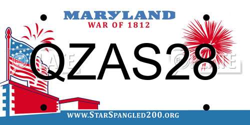 QZAS28 Maryland License Plate
