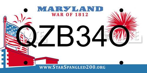 QZB34O Maryland License Plate