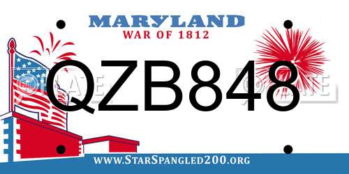 QZB848 Maryland License Plate
