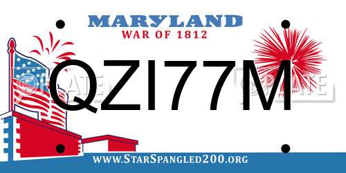 QZI77M Maryland License Plate