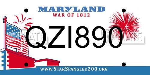 QZI890 Maryland License Plate