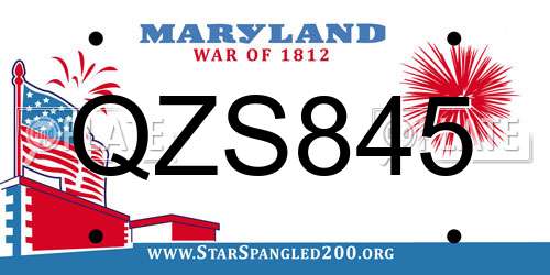 QZS845 Maryland License Plate