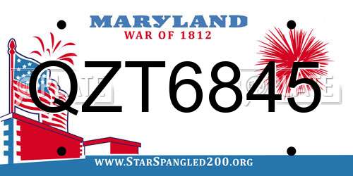 QZT6845 Maryland License Plate