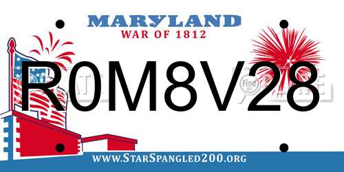 R0M8V28 Maryland License Plate
