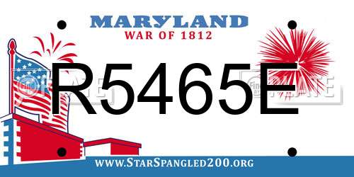 R5465E Maryland License Plate