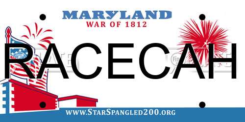 RACECAH Maryland License Plate