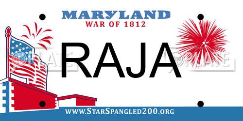 RAJA Maryland License Plate