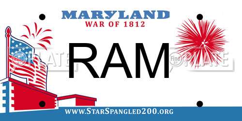RAM Maryland License Plate