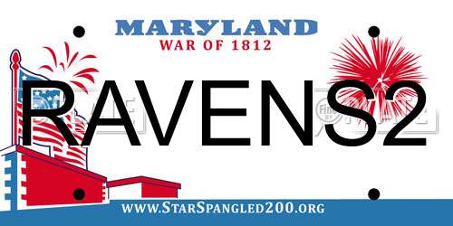 RAVENS2 Maryland License Plate