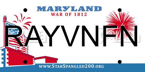 RAYVNFN Maryland License Plate