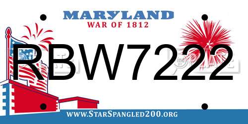 RBW7222 Maryland License Plate