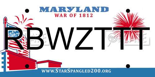 RBWZTTT Maryland License Plate