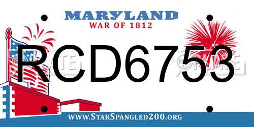 RCD6753 Maryland License Plate