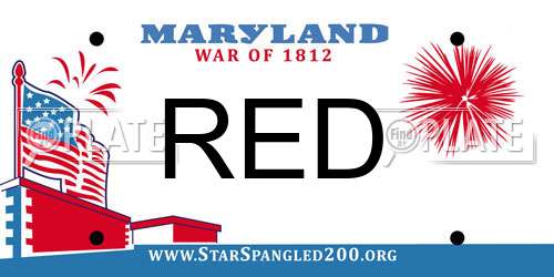 RED Maryland License Plate