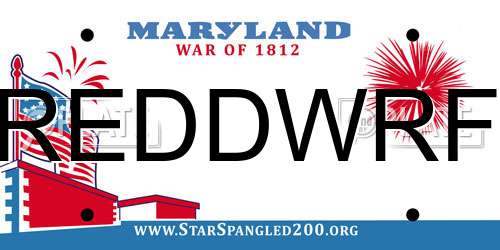 REDDWRF Maryland License Plate