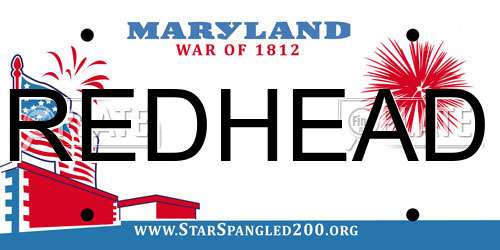REDHEAD Maryland License Plate