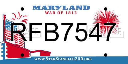 RFB7547 Maryland License Plate