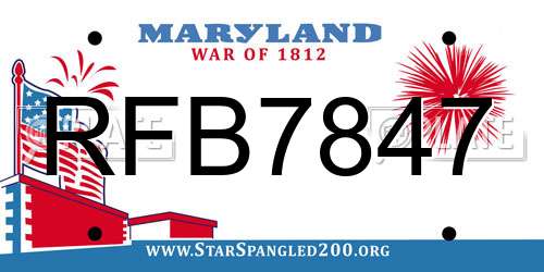 RFB7847 Maryland License Plate