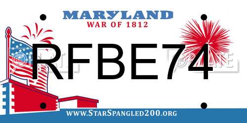 RFBE74 Maryland License Plate