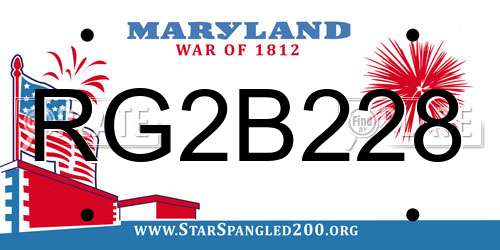 RG2B228 Maryland License Plate
