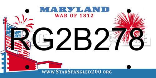RG2B278 Maryland License Plate
