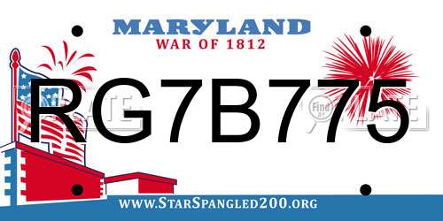 RG7B775 Maryland License Plate