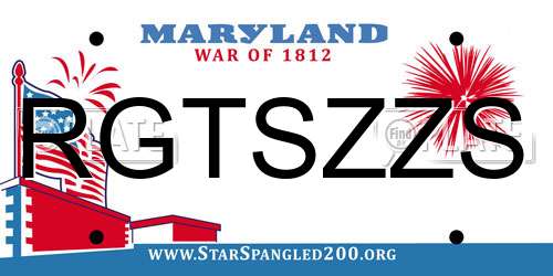 RGTSZZS Maryland License Plate