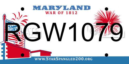 RGW1079 Maryland License Plate
