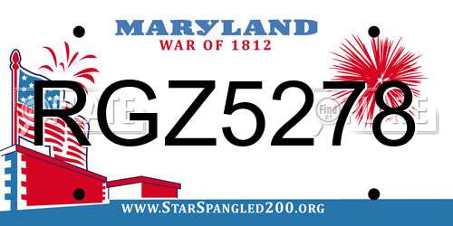 RGZ5278 Maryland License Plate