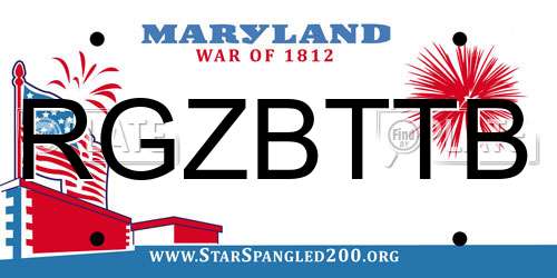 RGZBTTB Maryland License Plate