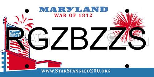 RGZBZZS Maryland License Plate
