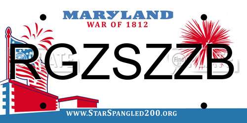 RGZSZZB Maryland License Plate