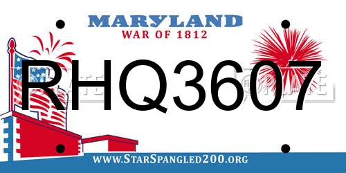 RHQ3607 Maryland License Plate