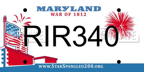 RIR340 Maryland License Plate