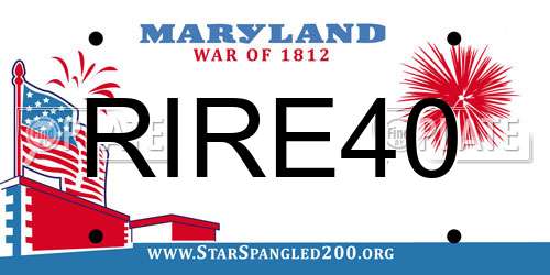 RIRE40 Maryland License Plate