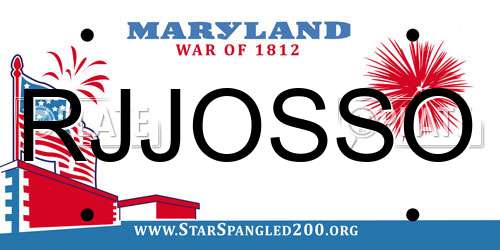 RJJOSSO Maryland License Plate