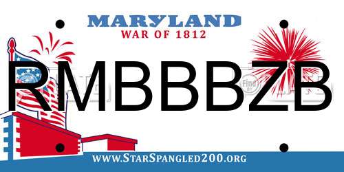 RMBBBZB Maryland License Plate