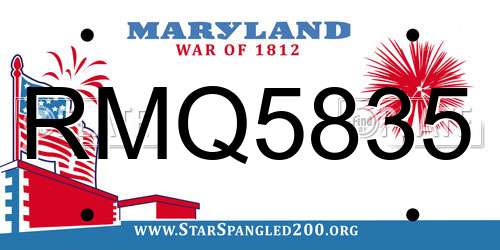 RMQ5835 Maryland License Plate