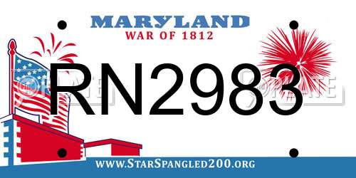RN2983 Maryland License Plate