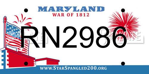 RN2986 Maryland License Plate
