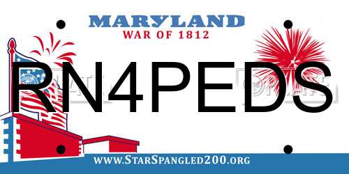 RN4PEDS Maryland License Plate