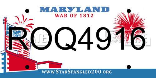 ROQ4916 Maryland License Plate