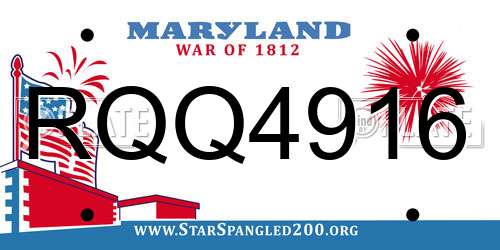 RQQ4916 Maryland License Plate