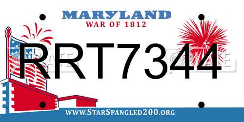 RRT7344 Maryland License Plate
