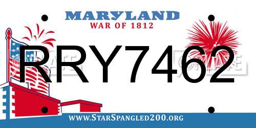 RRY7462 Maryland License Plate